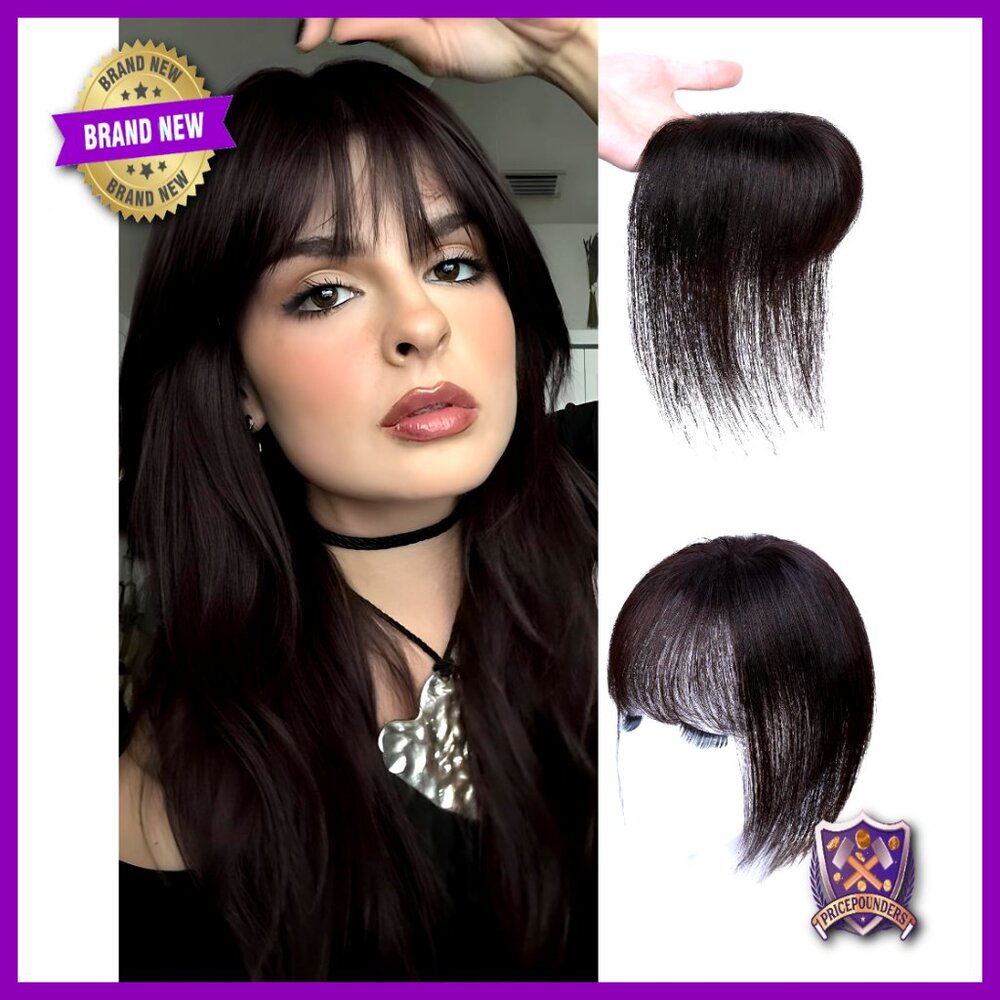 Human Hair Clip-In Bangs Topper 3d Lace Base Daily Wear Volume Enhancer